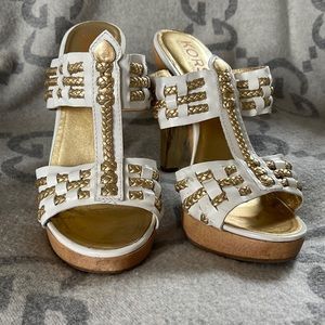 Kors by Michael Kors white and gold heels.